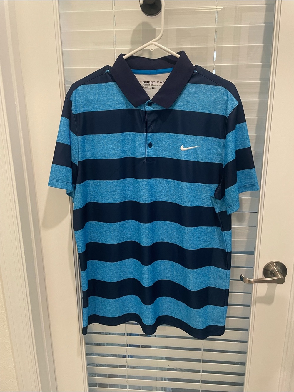 Nike Two-Tone Blue Striped Golf Polo
